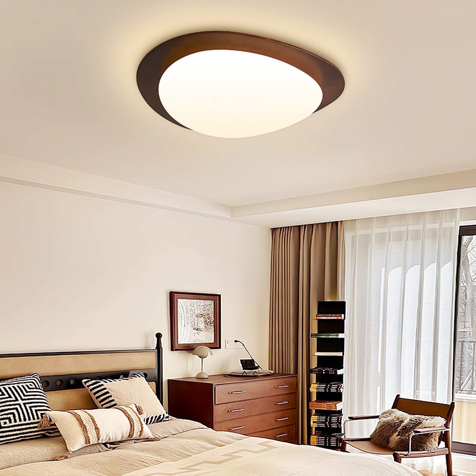 Walnut Ceiling Light Modern LED Flush Mount Fixture NALANI