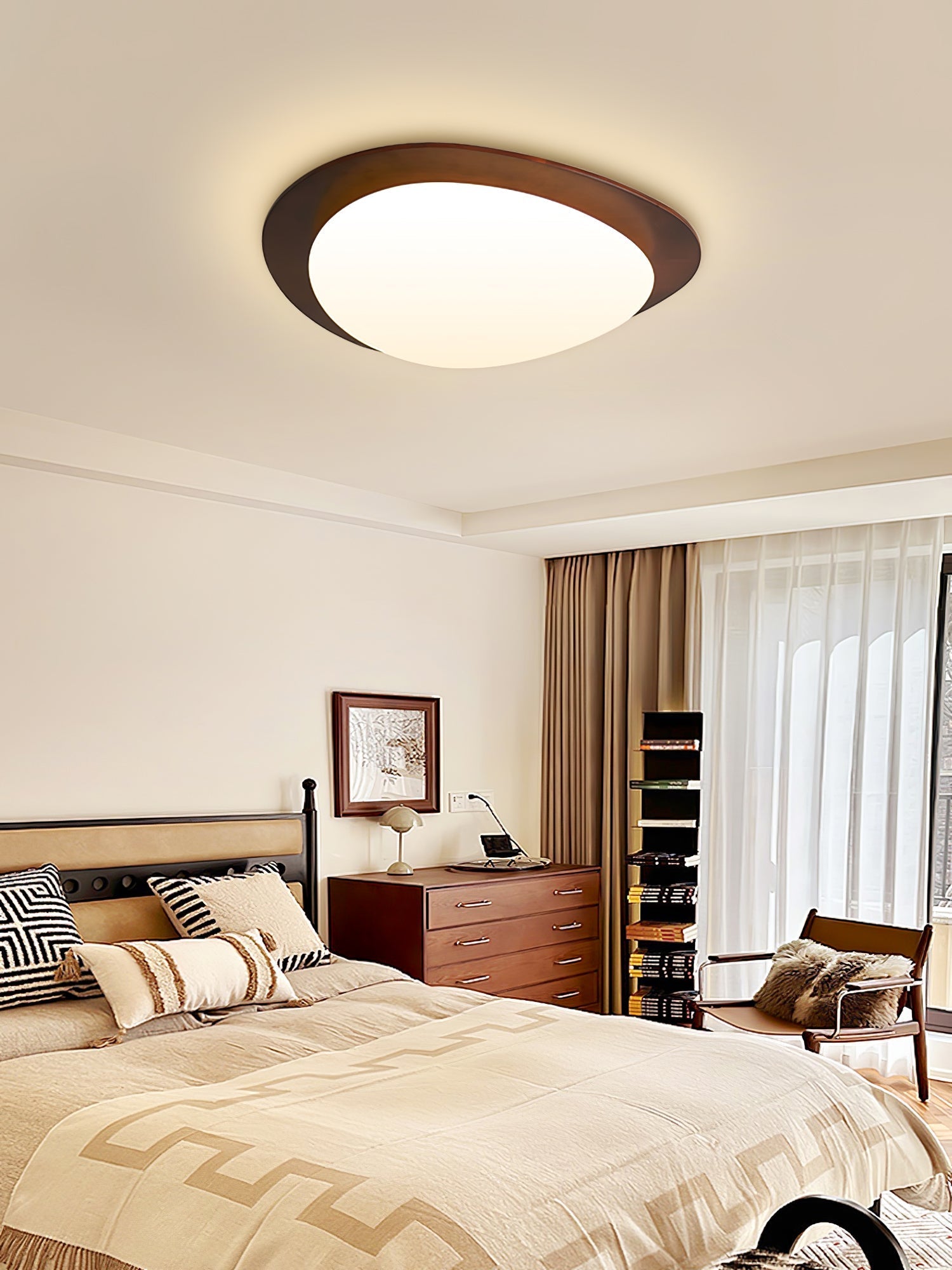 Walnut Ceiling Light Modern LED Flush Mount Fixture NALANI