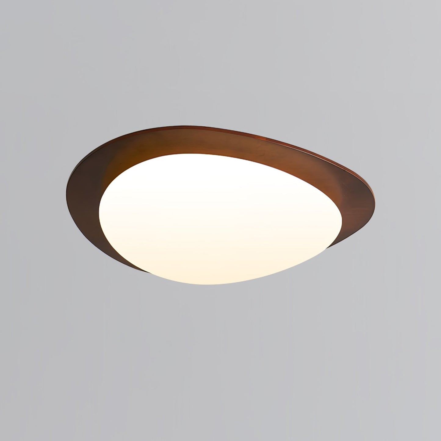 Walnut Ceiling Light Modern LED Flush Mount Fixture ∅ 22.8″ x H 3.1″ Dia 58cm x H 8cm Walnut Wood NALANI