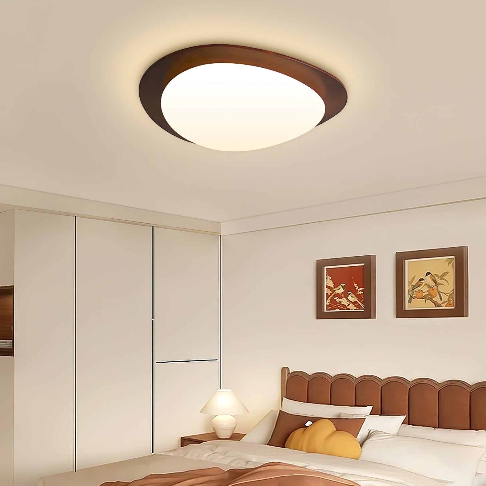 Walnut Ceiling Light Modern LED Flush Mount Fixture NALANI