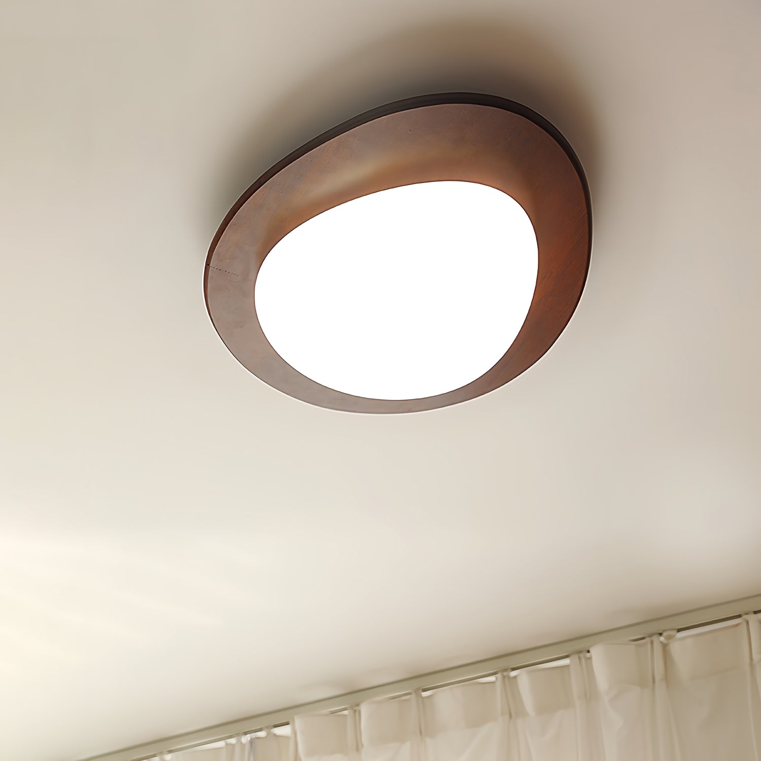 Walnut Ceiling Light Modern LED Flush Mount Fixture NALANI