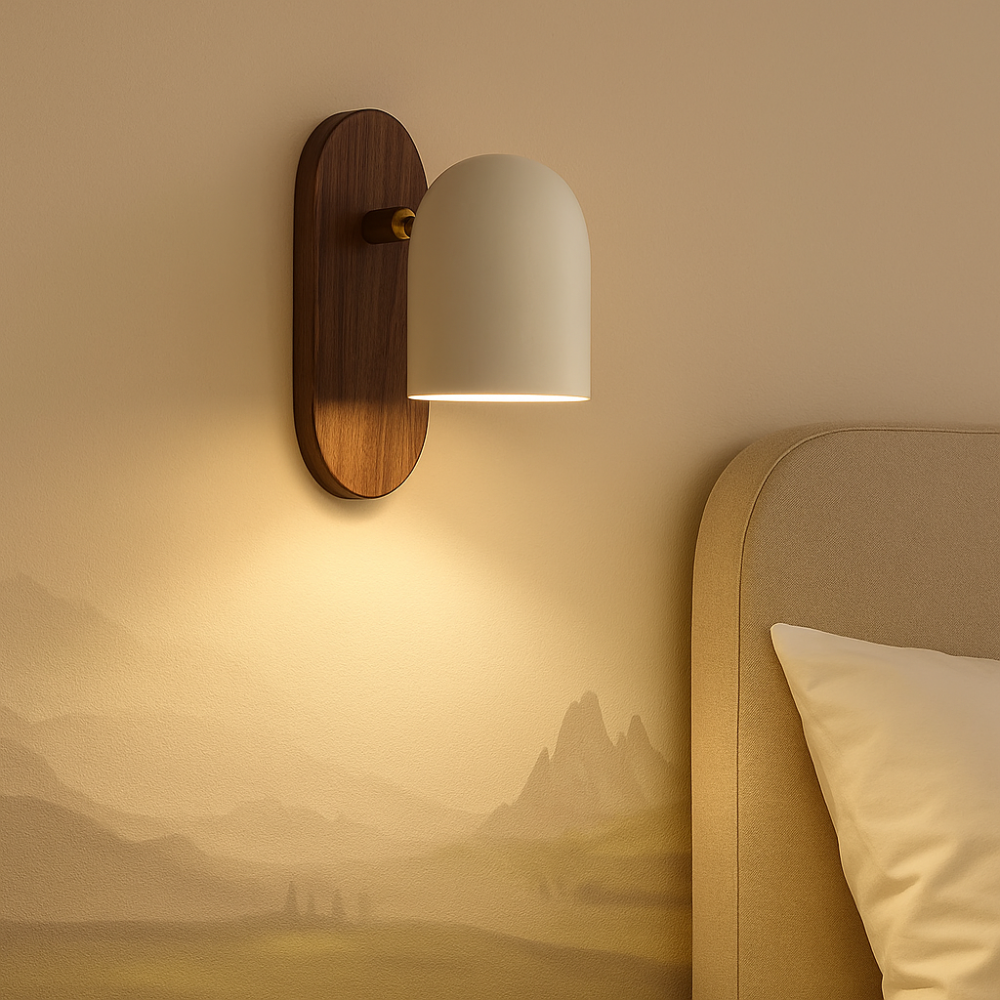 Walnut Wall Light Minimalist Design with Warm Ambient Glow Hvit (stil 1) NaLani