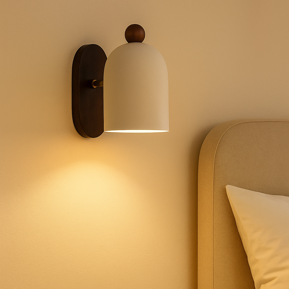 Walnut Wall Light Minimalist Design with Warm Ambient Glow Hvit (stil 2) NaLani