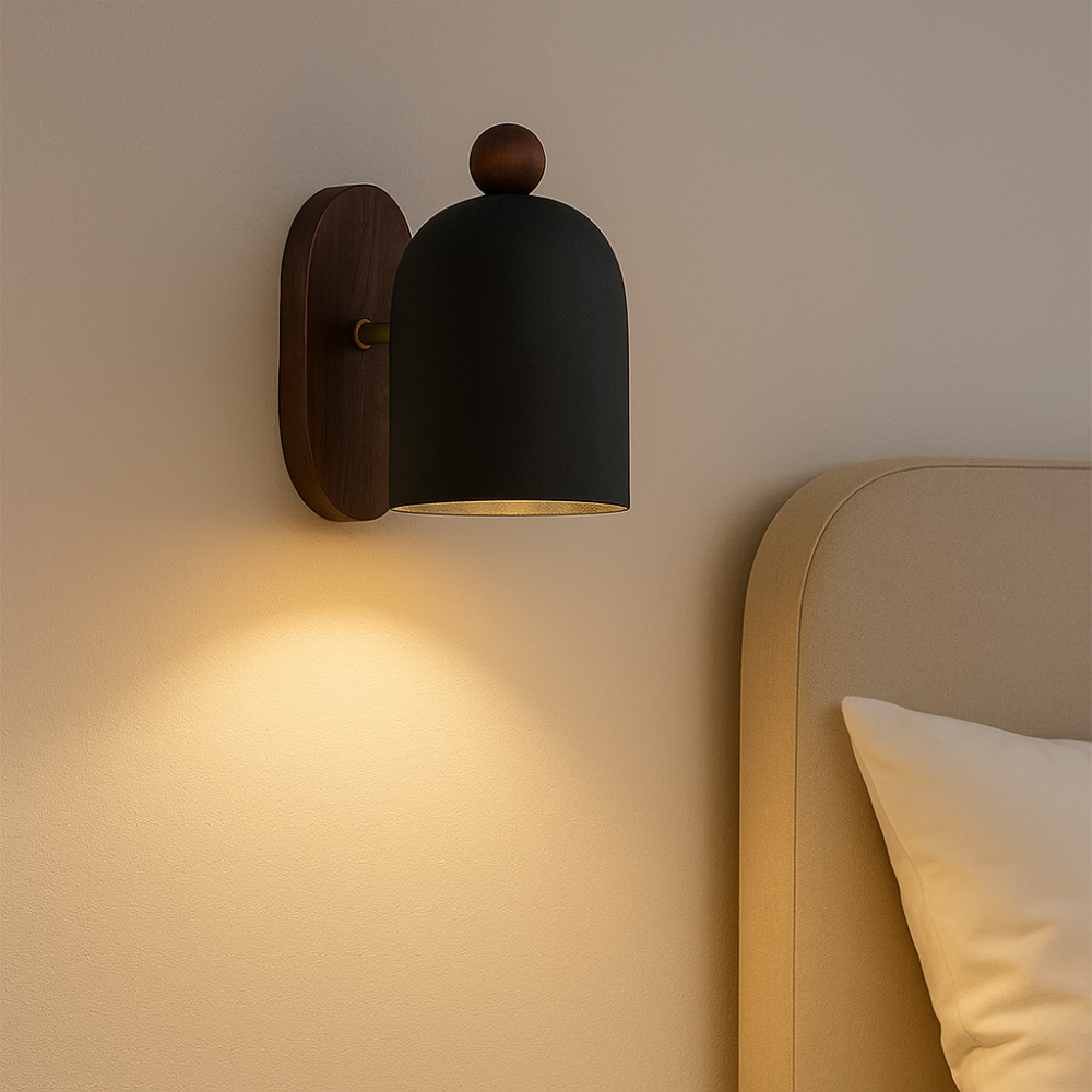 Walnut Wall Light Minimalist Design with Warm Ambient Glow Svart (stil 2) NaLani