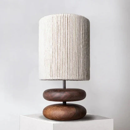 Walnut Wood Bedside Lamp With Fabric Shade For Bedroom Walnut wood NALANI
