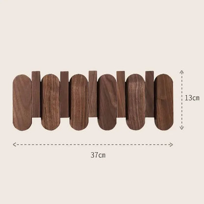 Walnut Wood Wall Coat Rack with Hooks for Stylish Storage 5 Hooks NaLani