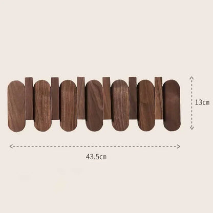 Walnut Wood Wall Coat Rack with Hooks for Stylish Storage 6 Hooks NaLani