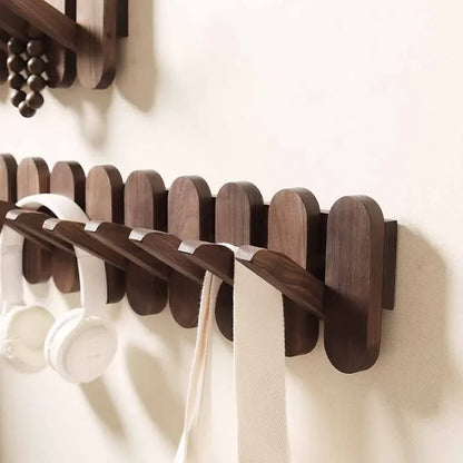 Walnut Wood Wall Coat Rack with Hooks for Stylish Storage NaLani
