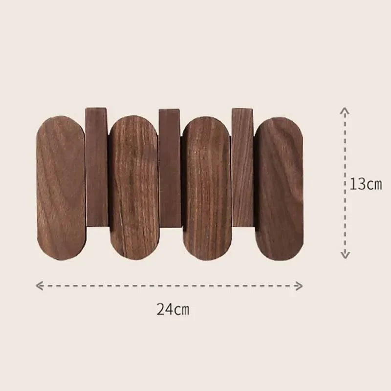 Walnut Wood Wall Coat Rack with Hooks for Stylish Storage 3 Hooks NaLani