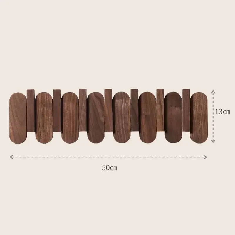 Walnut Wood Wall Coat Rack with Hooks for Stylish Storage 7 Hooks NaLani