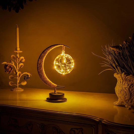 Warm Glass Moon Lamp For Enchanting Ambient Home Decor Gold NALANI