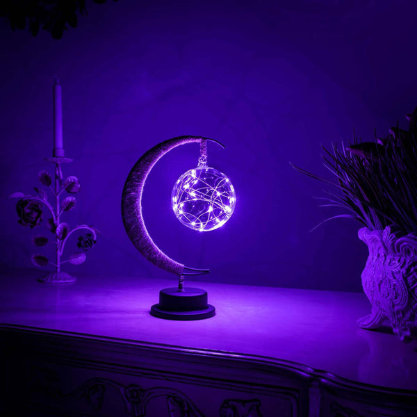 Warm Glass Moon Lamp For Enchanting Ambient Home Decor Purple NALANI