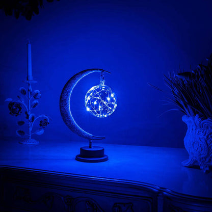 Warm Glass Moon Lamp For Enchanting Ambient Home Decor Blue NALANI