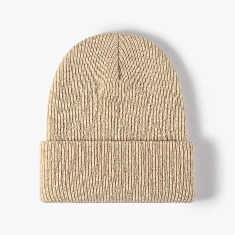 Warm Knitted Beanie Hat Unisex Autumn Winter Comfort Beige One Size NALANI