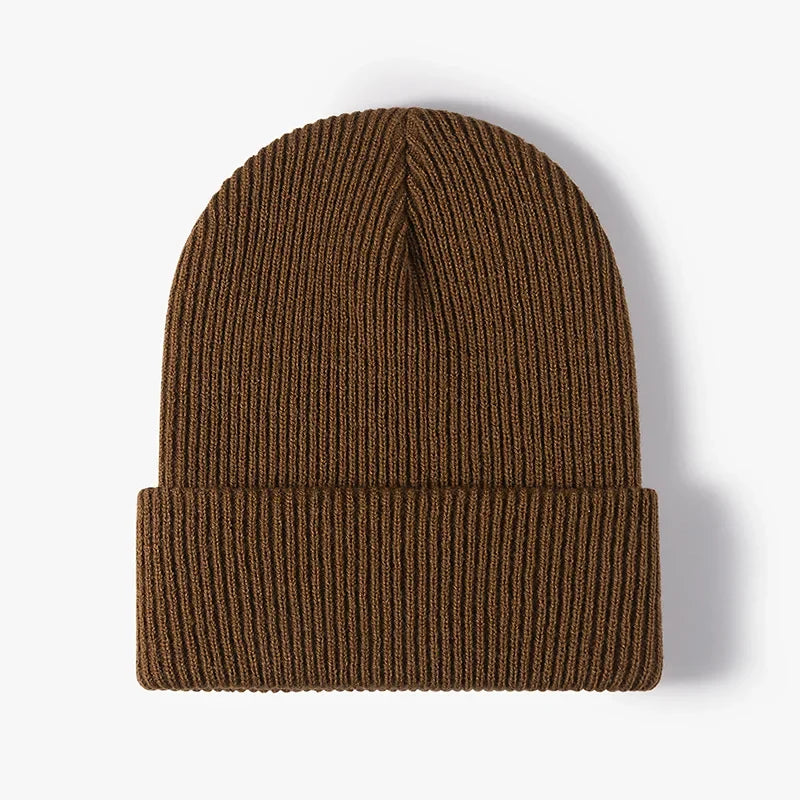 Warm Knitted Beanie Hat Unisex Autumn Winter Comfort Brown One Size NALANI