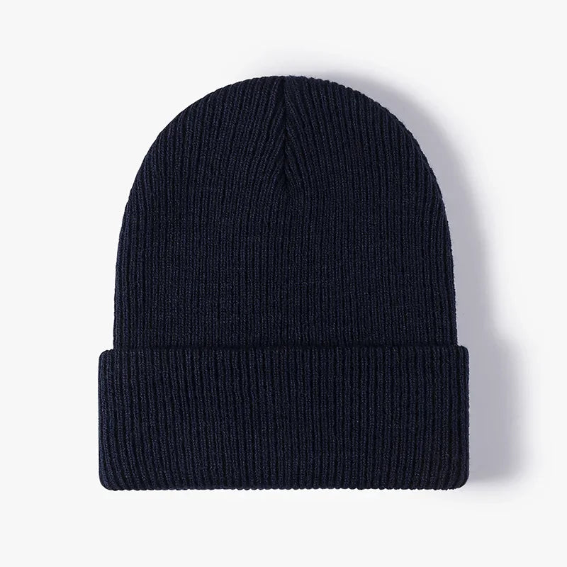 Warm Knitted Beanie Hat Unisex Autumn Winter Comfort Dark blue One Size NALANI