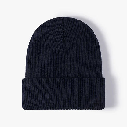 Warm Knitted Beanie Hat Unisex Autumn Winter Comfort Dark blue One Size NALANI