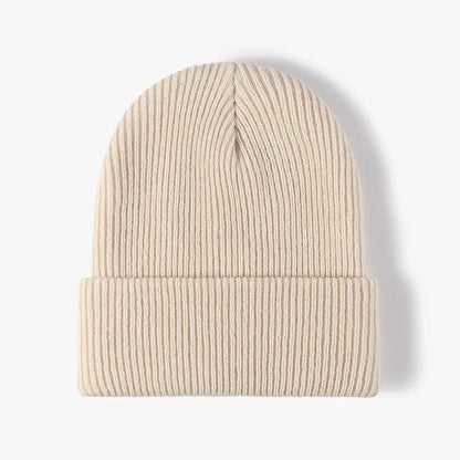 Warm Knitted Beanie Hat Unisex Autumn Winter Comfort Light beige One Size NALANI