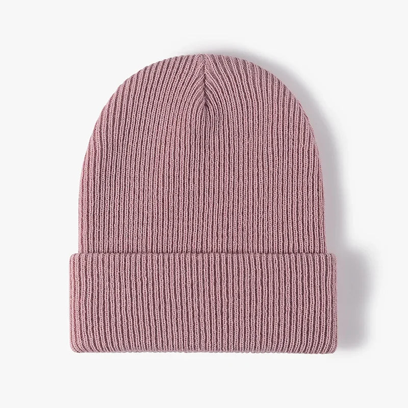 Warm Knitted Beanie Hat Unisex Autumn Winter Comfort Pink One Size NALANI