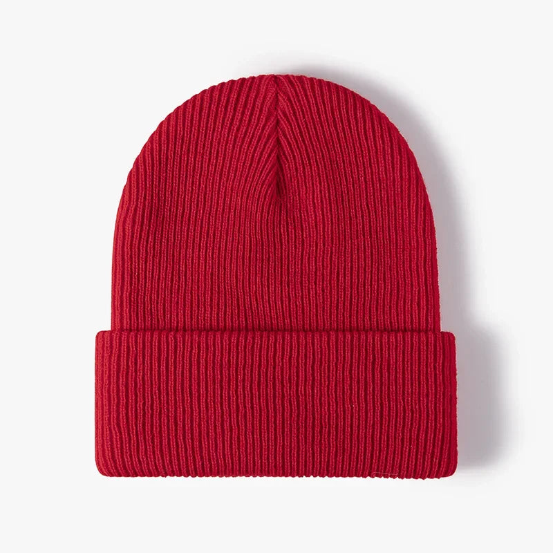 Warm Knitted Beanie Hat Unisex Autumn Winter Comfort Red One Size NALANI