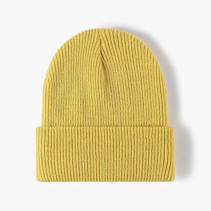 Warm Knitted Beanie Hat Unisex Autumn Winter Comfort Yellow One Size NALANI