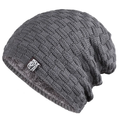 Warm Knitted Beanie for Cycling With Plush Fleece Lining Gray One Size NALANI