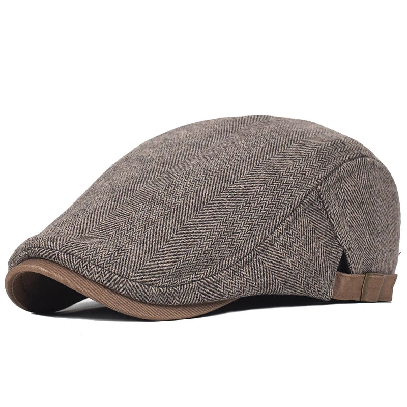 Warm Wool Vintage Striped Beret Gatsby Hat For Winter Brown 59-63 cm NALANI