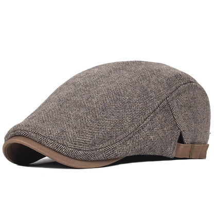 Warm Wool Vintage Striped Beret Gatsby Hat For Winter Brown 59-63 cm NALANI