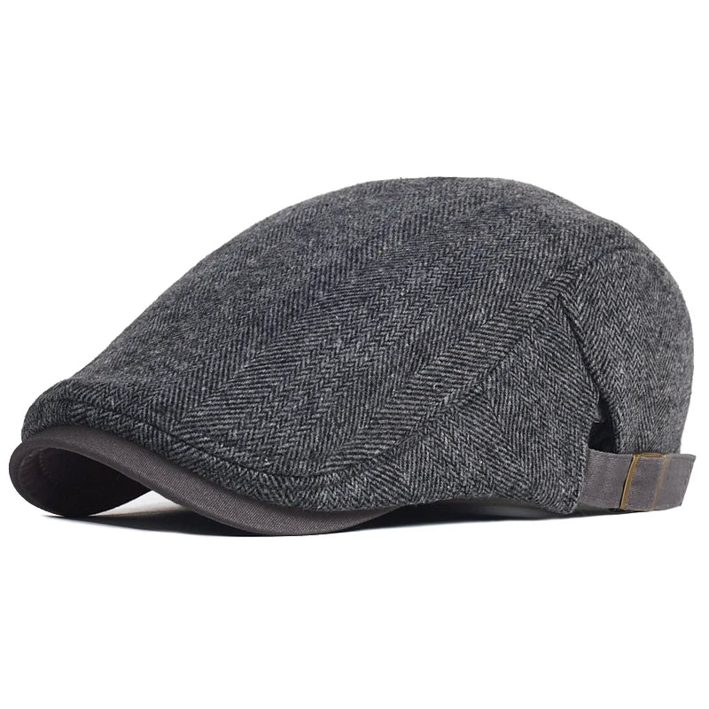 Warm Wool Vintage Striped Beret Gatsby Hat For Winter Dark gray 59-63 cm NALANI