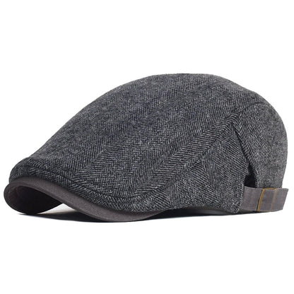 Warm Wool Vintage Striped Beret Gatsby Hat For Winter Dark gray 59-63 cm NALANI