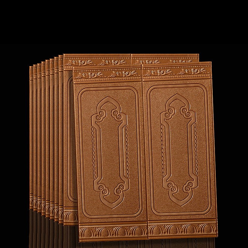 Waterproof 3D Wainscoting Peel And Stick Wall Panel Dark Brown 10-Piece Set NALANI