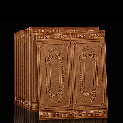 Waterproof 3D Wainscoting Peel And Stick Wall Panel Dark Brown 10-Piece Set NALANI