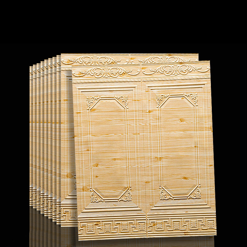 Waterproof 3D Wainscoting Peel And Stick Wall Panel Dark Yellow 10-Piece Set NALANI