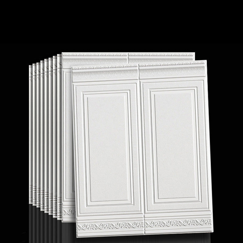 Waterproof 3D Wainscoting Peel And Stick Wall Panel Gloss White 10-Piece Set NALANI