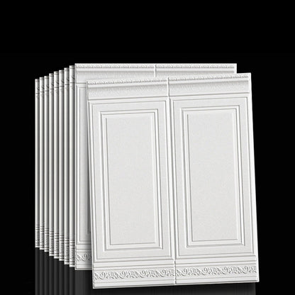 Waterproof 3D Wainscoting Peel And Stick Wall Panel Gloss White 10-Piece Set NALANI