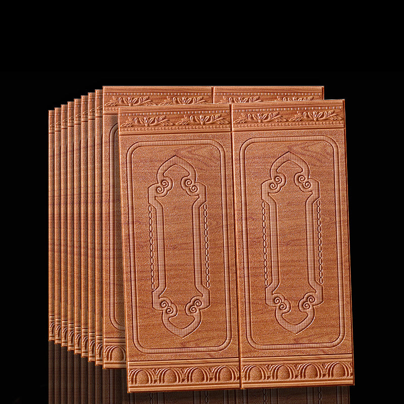 Waterproof 3D Wainscoting Peel And Stick Wall Panel Red Brown 10-Piece Set NALANI