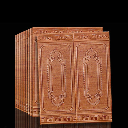 Waterproof 3D Wainscoting Peel And Stick Wall Panel Red Brown 10-Piece Set NALANI