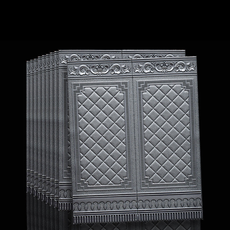 Waterproof 3D Wainscoting Peel And Stick Wall Panel Silver Gray 10-Piece Set NALANI