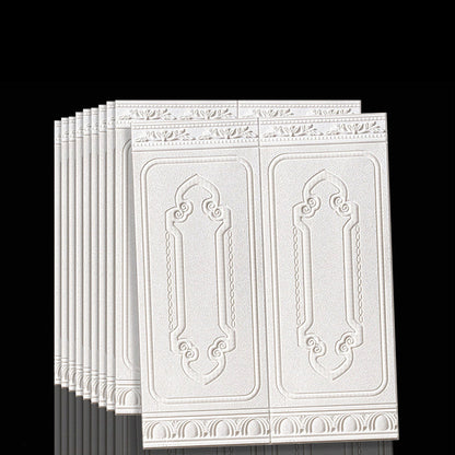 Waterproof 3D Wainscoting Peel And Stick Wall Panel Textured White 10-Piece Set NALANI