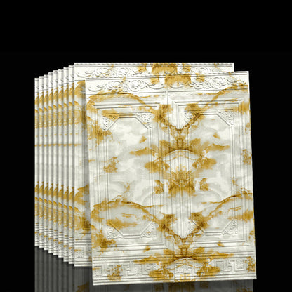 Waterproof 3D Wainscoting Peel And Stick Wall Panel Yellow-Brown 10-Piece Set NALANI