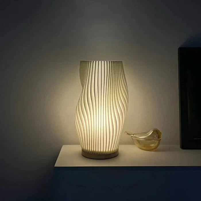Wavecrest Table Lamp With Metal Base And Sculpted Shade NALANI