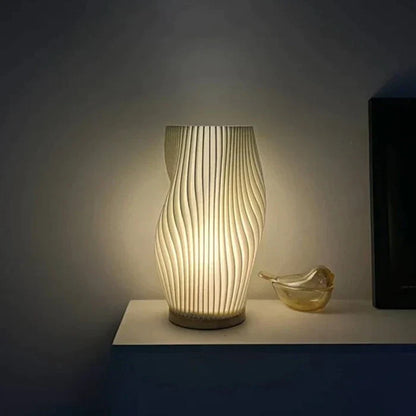 Wavecrest Table Lamp With Metal Base And Sculpted Shade NALANI