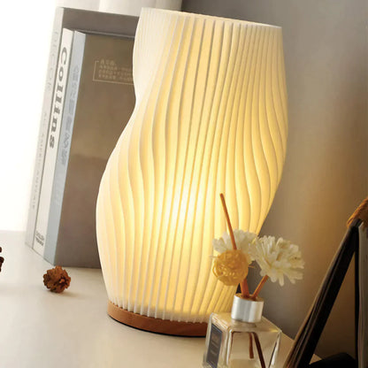 Wavecrest Table Lamp With Metal Base And Sculpted Shade NALANI