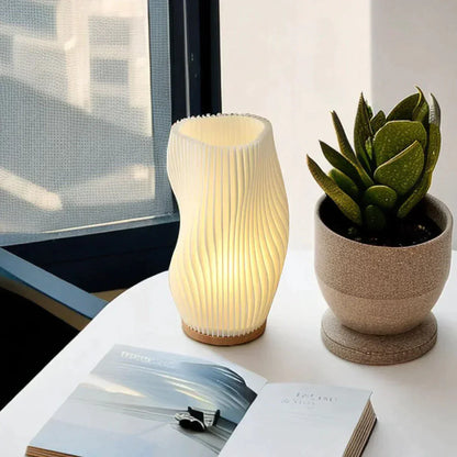 Wavecrest Table Lamp With Metal Base And Sculpted Shade NALANI