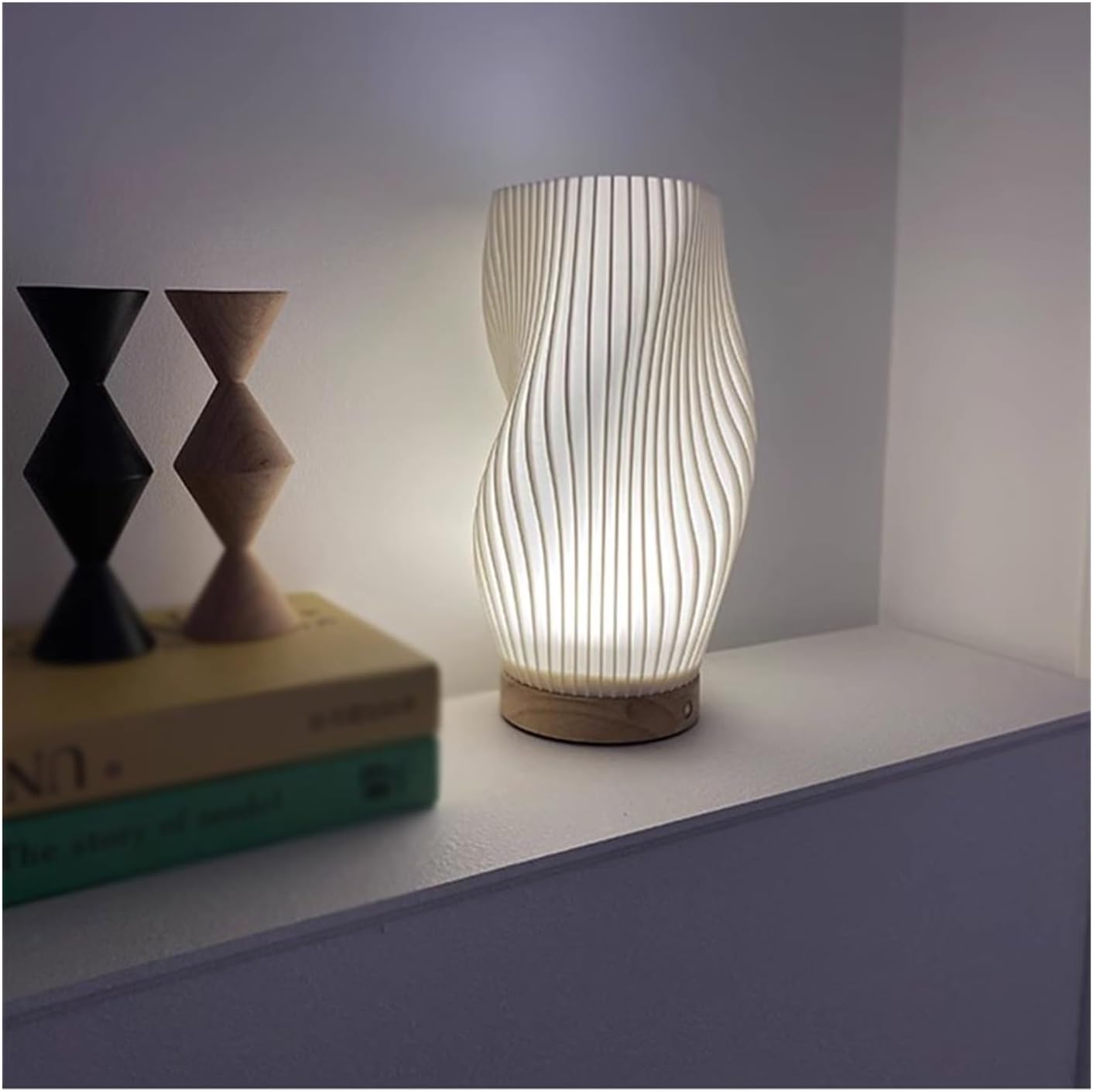 Wavecrest Table Lamp With Metal Base And Sculpted Shade NALANI