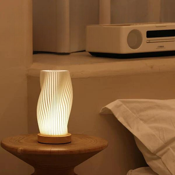 Wavecrest Table Lamp With Metal Base And Sculpted Shade NALANI