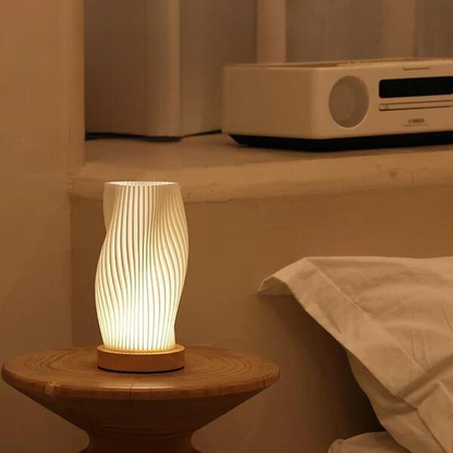 Wavecrest Table Lamp With Metal Base And Sculpted Shade NALANI