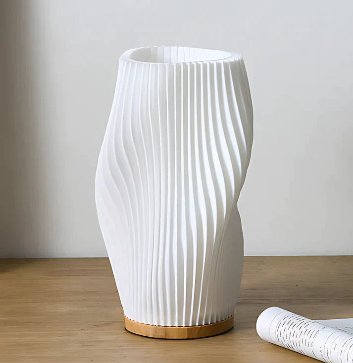 Wavecrest Table Lamp With Metal Base And Sculpted Shade NALANI