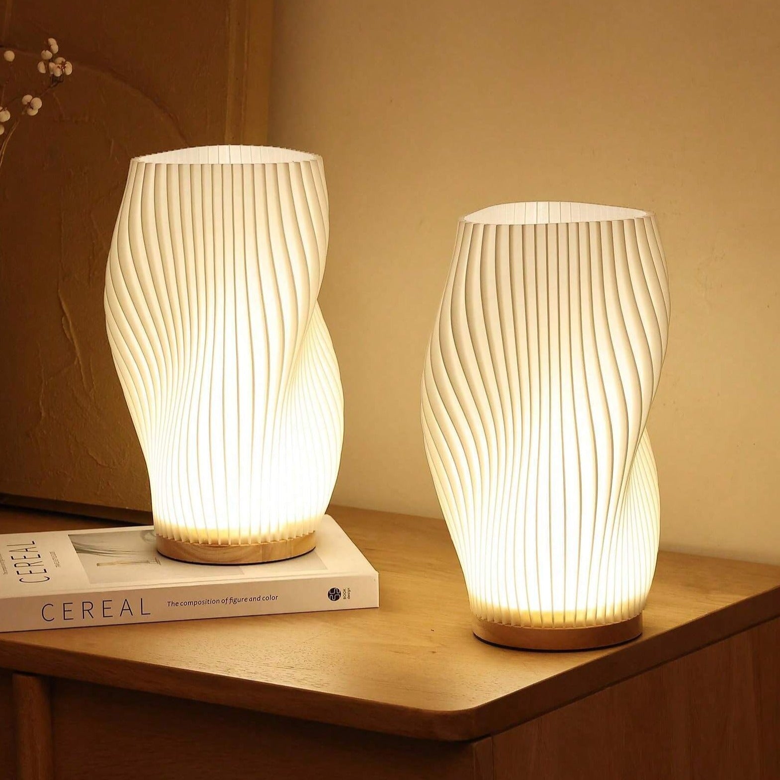 Wavecrest Table Lamp With Metal Base And Sculpted Shade NALANI