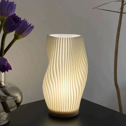 Wavecrest Table Lamp With Metal Base And Sculpted Shade NALANI
